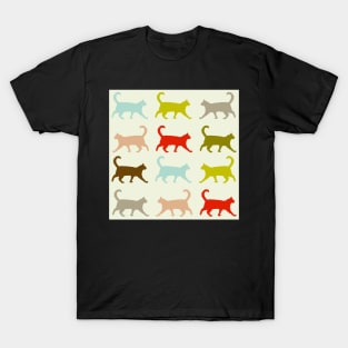 Autumn Cats in Vintage Colours in Repeat Pattern T-Shirt